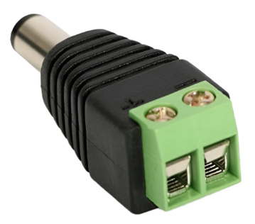 Male DC connector with screw terminals for barrel jack