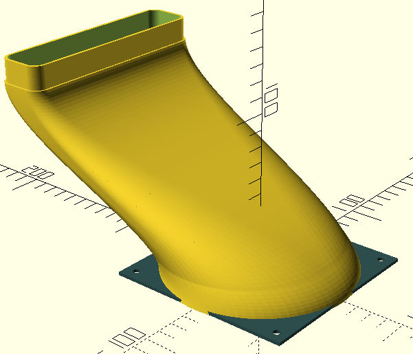 Curved intake duct render