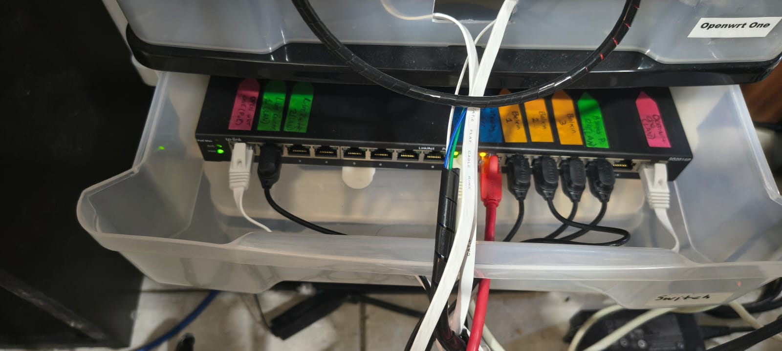 TP-Link SG2016P switch in the rack setup